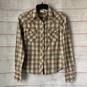 Daytrip Plaid Button Down Shirt Long Sleeve Snap Button Size Small
